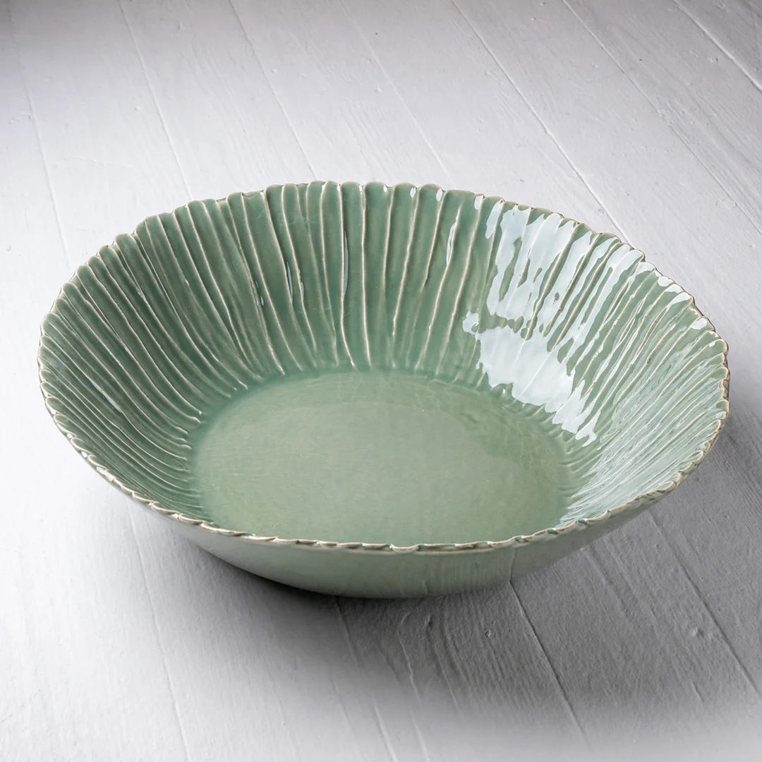 Acacia deep ripple edge bowl in Burnt Sage