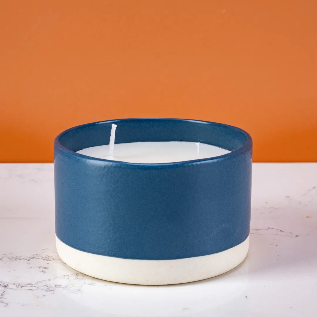 Samson candle matt inky navy - side view