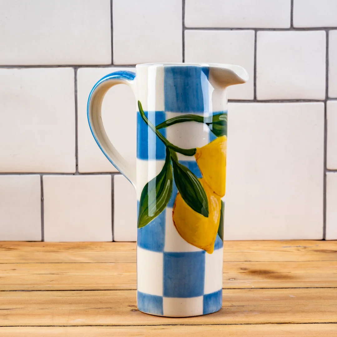 Emily tall jug – Lemon checks