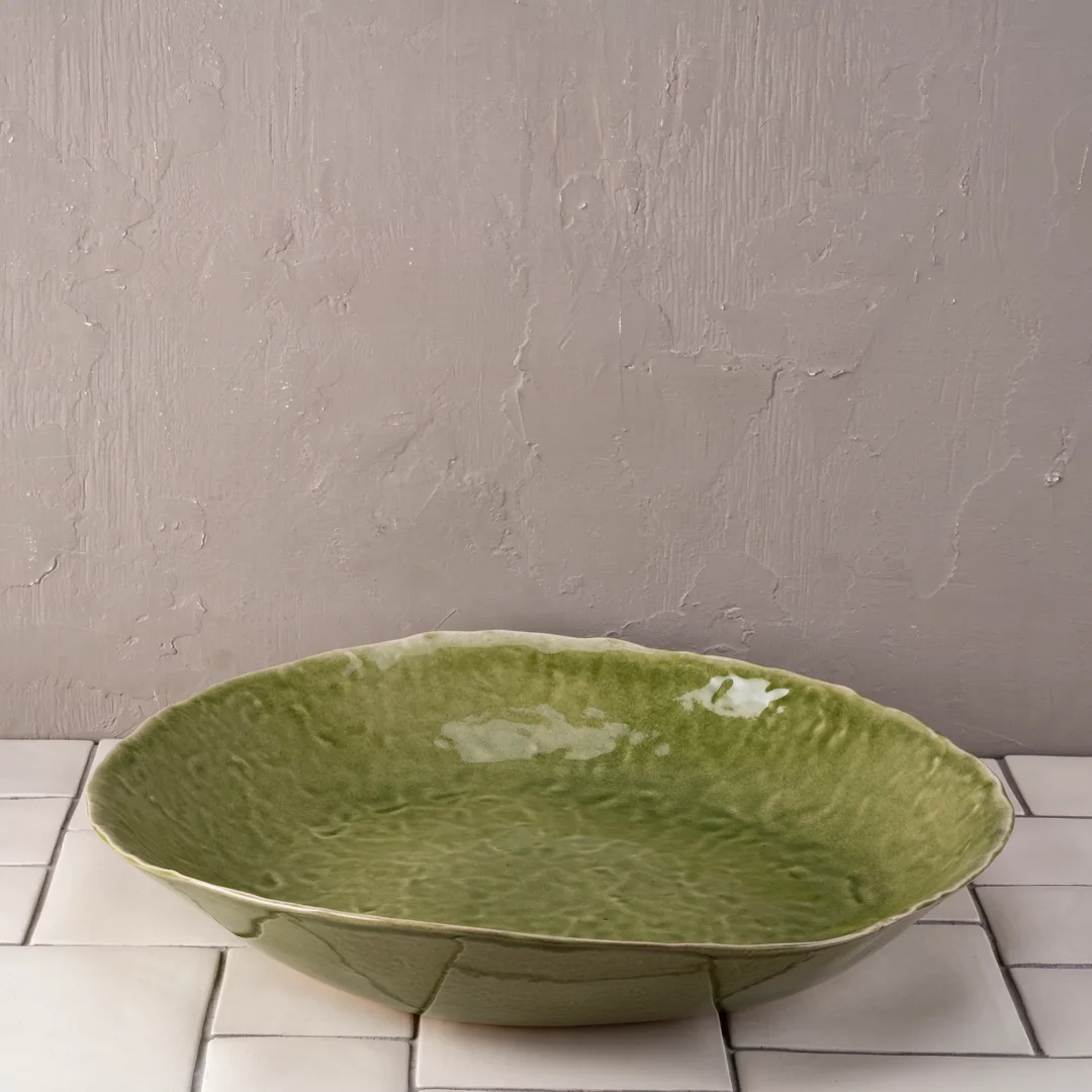 Pebble deep salad bowl tumbled texture – Reactive cress, view 1