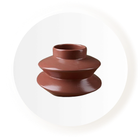 Terracotta vase with a sculptural stepped shape
