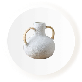 White ceramic vase with two handles