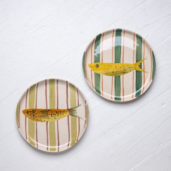 Set of 2 Bailey XS Sardine Striped Plates