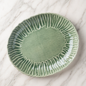 Large Burnt Sage Cabbage Ripple Edge Platter