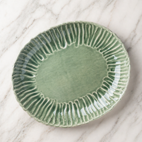 Large Burnt Sage Cabbage Ripple Edge Platter