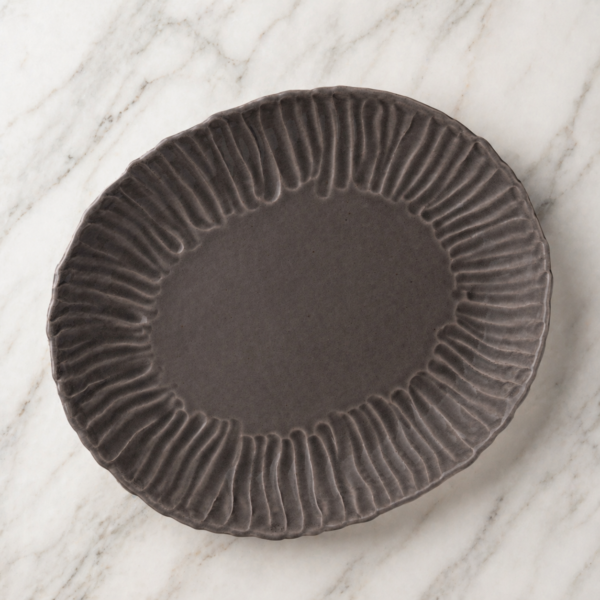 Large Burnt Sage Cabbage Ripple Edge Platter - Image 3