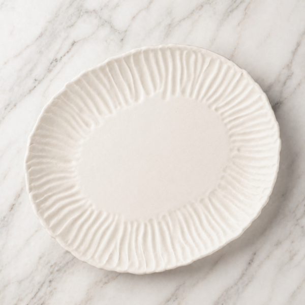Large Burnt Sage Cabbage Ripple Edge Platter - Image 4