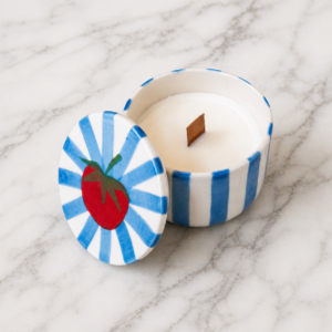 Tomato Stripe Emily Lidded Candle, Tomato Vine