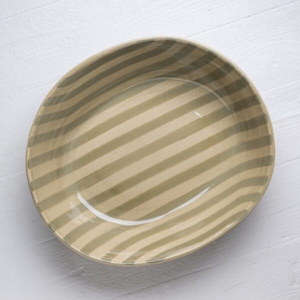 Medium Olive Stripe & Forest Oval Bowl - Image 2