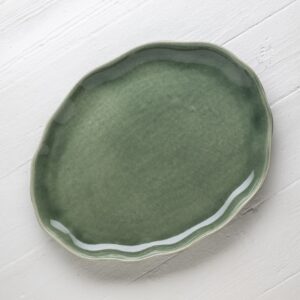 Large Burnt Sage Flutter Oval Platter