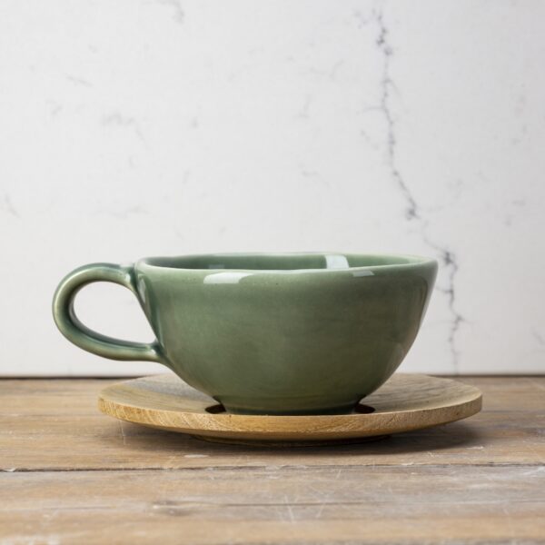 Wonky Cup & Wooden Saucer mik - Image 2