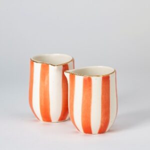 Small Linus Bright Red Stripe Jug with Gold Trim