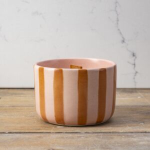Caramel Stripe & Matte Blush Emily Candle, Dark Coffee