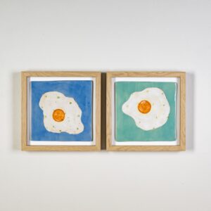 Framed egg set 2 teal and cornflower set 2
