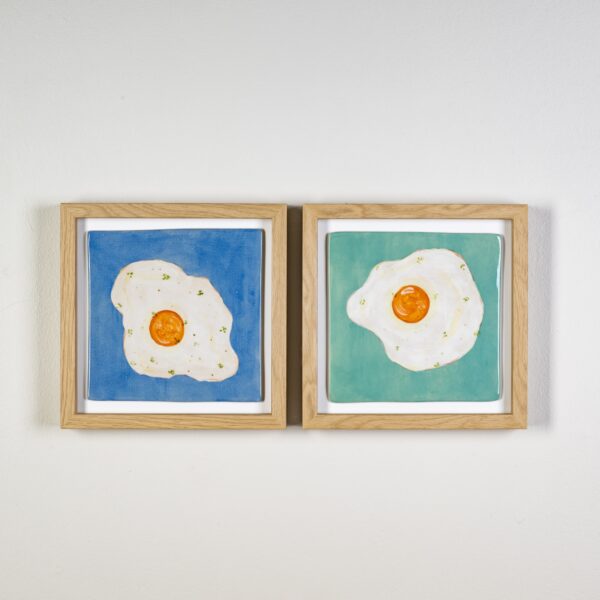 Framed egg set 2 teal and cornflower set 2