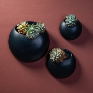 Matte Coal Round Wall Planter