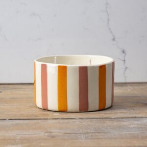 Blush & Tangerine Stripe Samson Candle, Lotus Flower & Lime