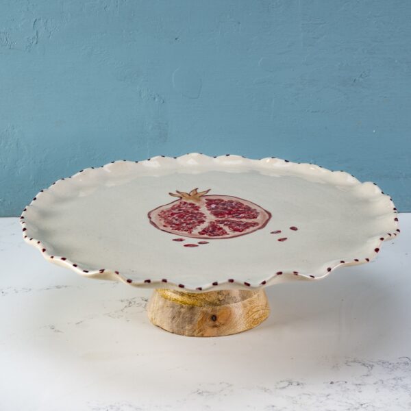 Cake stand fluted edge pomegranate