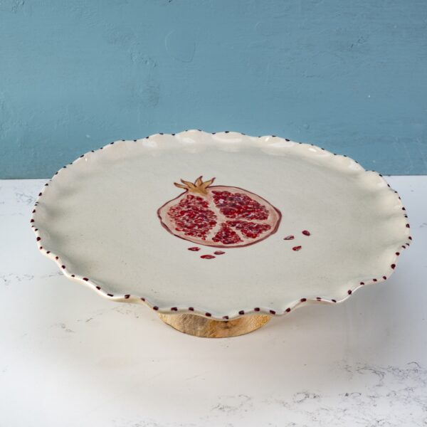Cake stand fluted edge pomegranate - Image 2