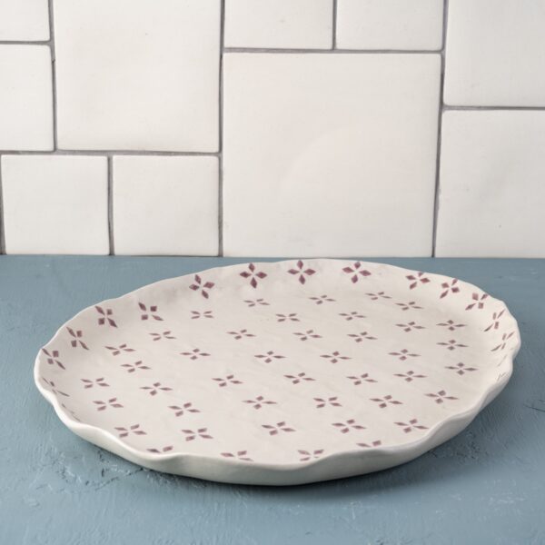 Flutter oval platter lg tumbled texture muscadel petal press