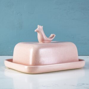 Rectangular butter dish matt blush