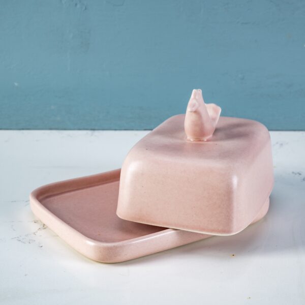 Rectangular butter dish matt blush - Image 2