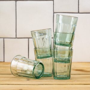 Moss glass sml set 6 greeny coloured clear glass