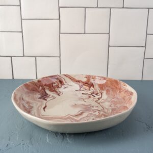Pebble salad bowl muscadel and rosso marble